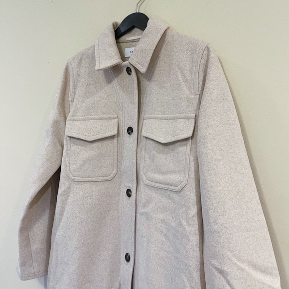 Reiss Oatmeal Nina Wool Over-shirt Women US8 - Picture 3 of 9